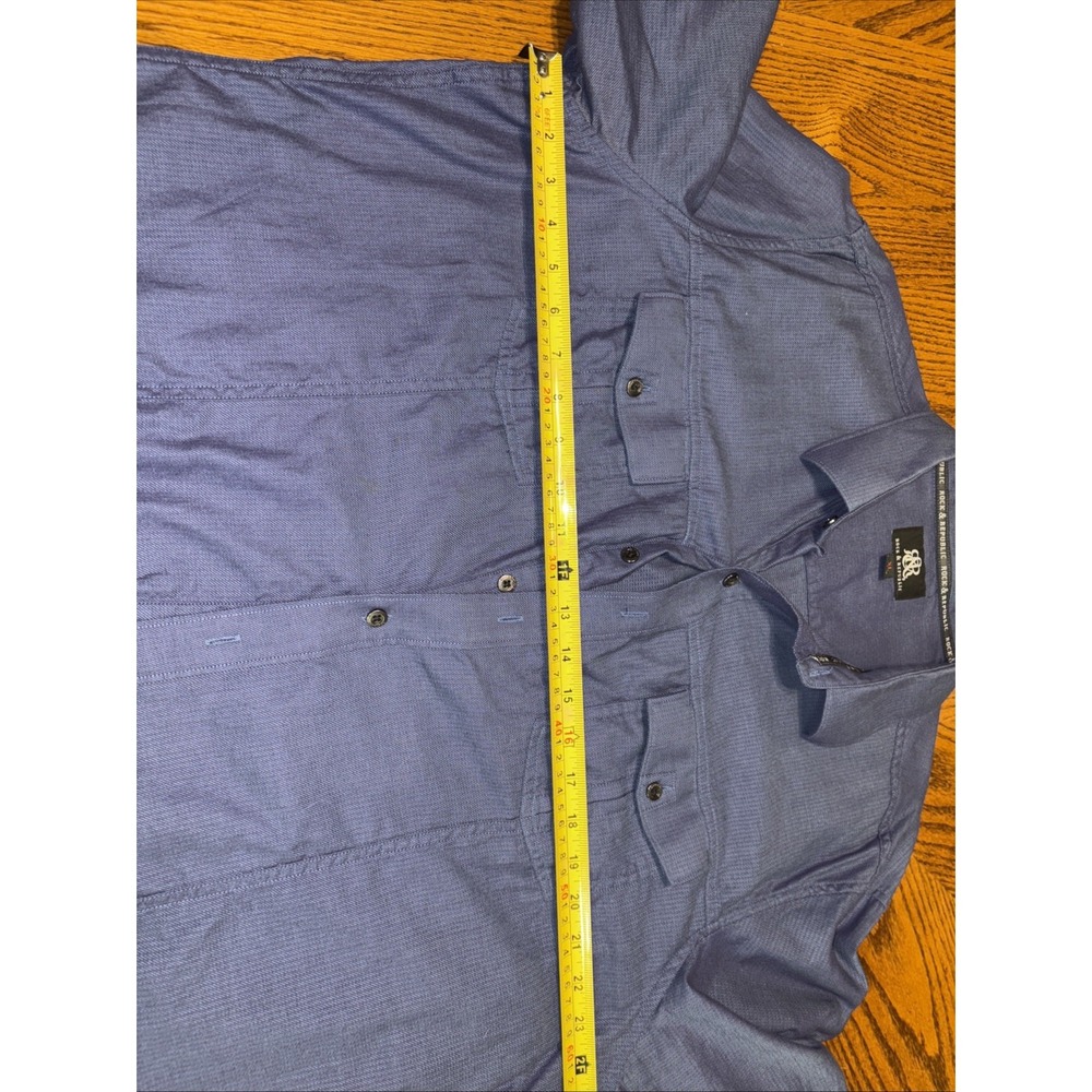 Men's Button Down Shirts XL, Rock Republic, Long Sleeve Cotton Blue Roll Tab - Picture 6 of 8